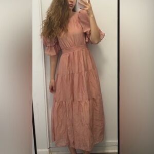 Moon river dress pink cottage cottagecore maxi dress princess